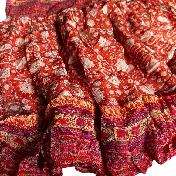 Anthropologie smocked waist floral mini skirt- women’s size XL. Ruffle hem - Picture 3 of 10